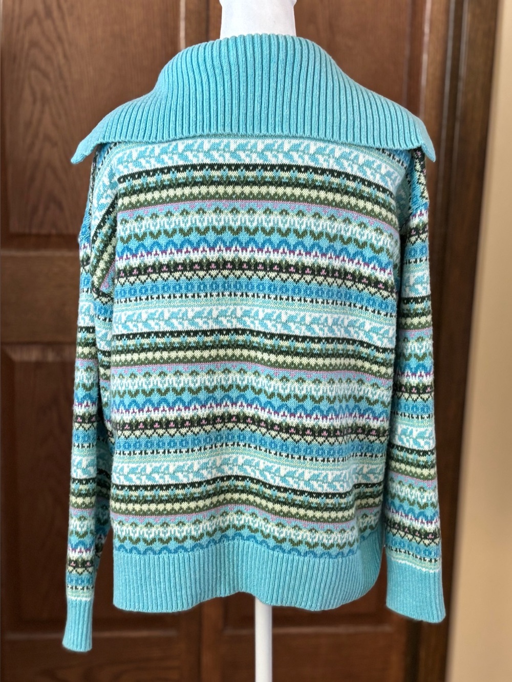 Talbots Johnny Collar Fair Isle Sweater - Picture 5 of 9